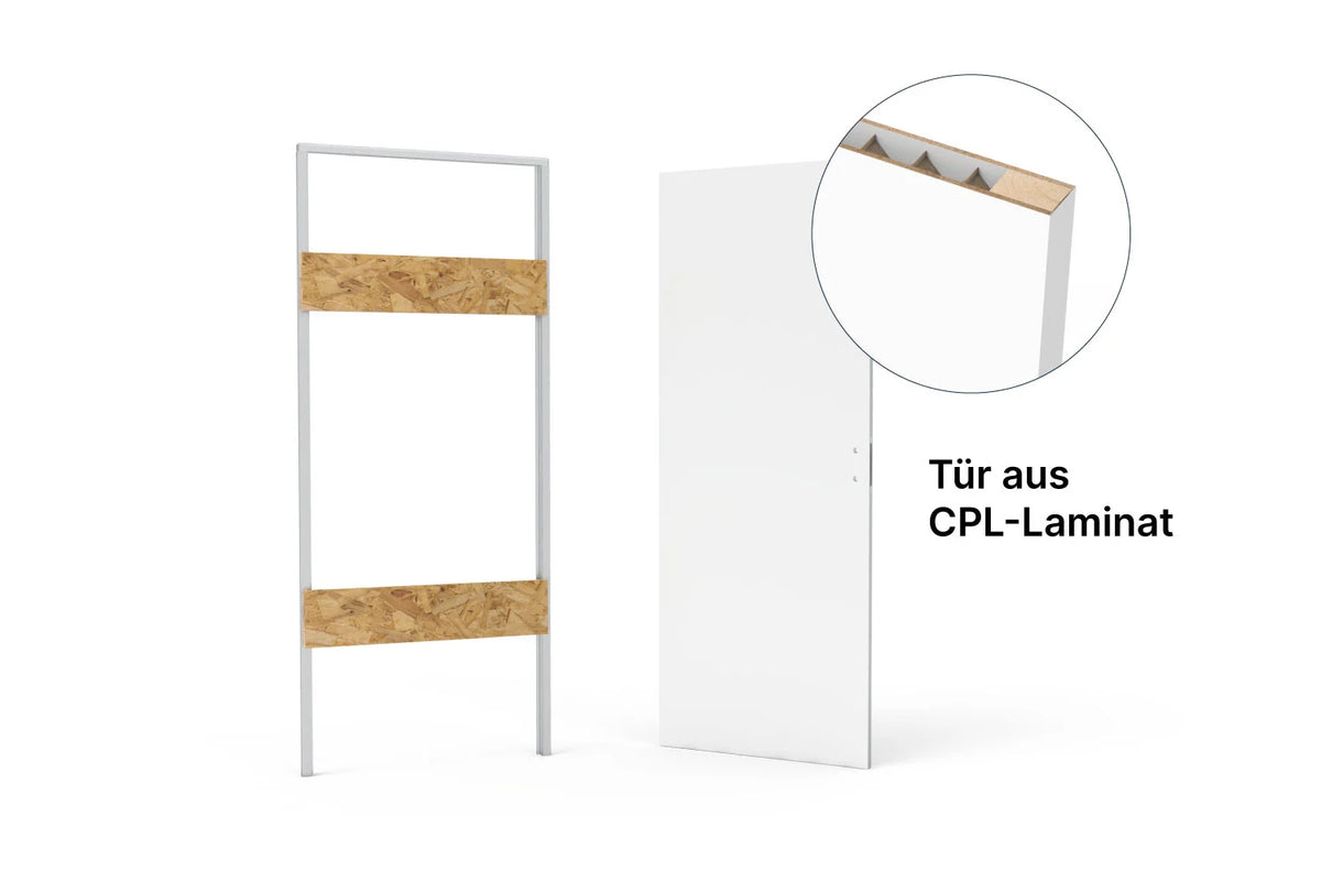 xREVERx Decor B011 - versteckte Zarge und zargenlose Tür aus CPL-Laminat mit Wabenkern