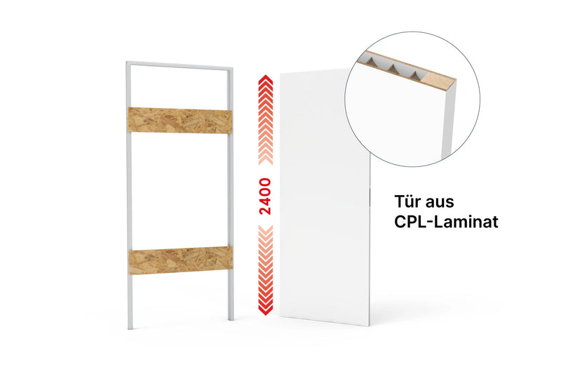 xREVERx XL Decor B011 - versteckte Zarge und zargenlose Tür aus CPL-Laminat mit Wabenkern, Höhe 2400 mm