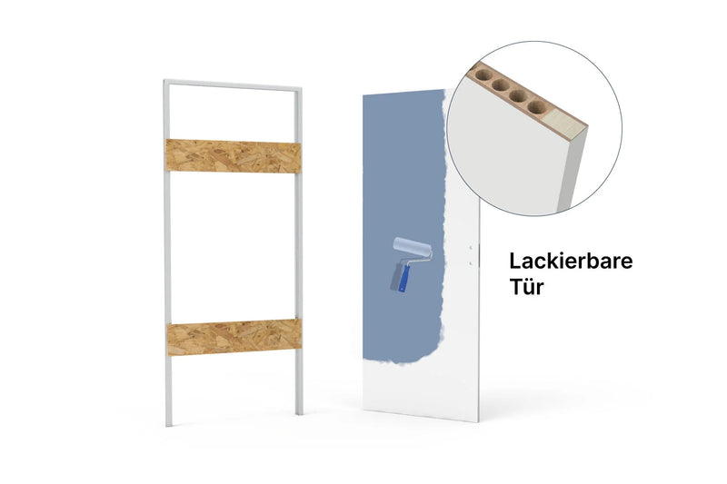 xREVERx Solid Core - versteckte Zarge und zargenlose Tür zum Lackieren mit Lochspanplatte