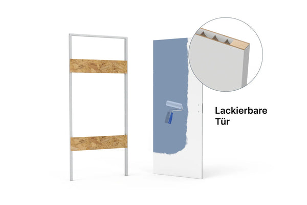 xREVERx - versteckte Zarge und zargenlose Tür zum Lackieren mit Wabenkern