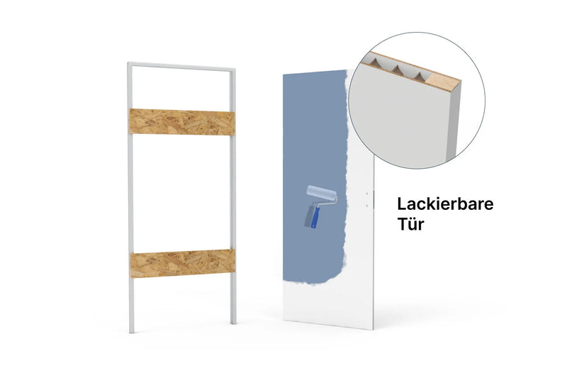 xREVERx - versteckte Zarge und zargenlose Tür zum Lackieren mit Wabenkern